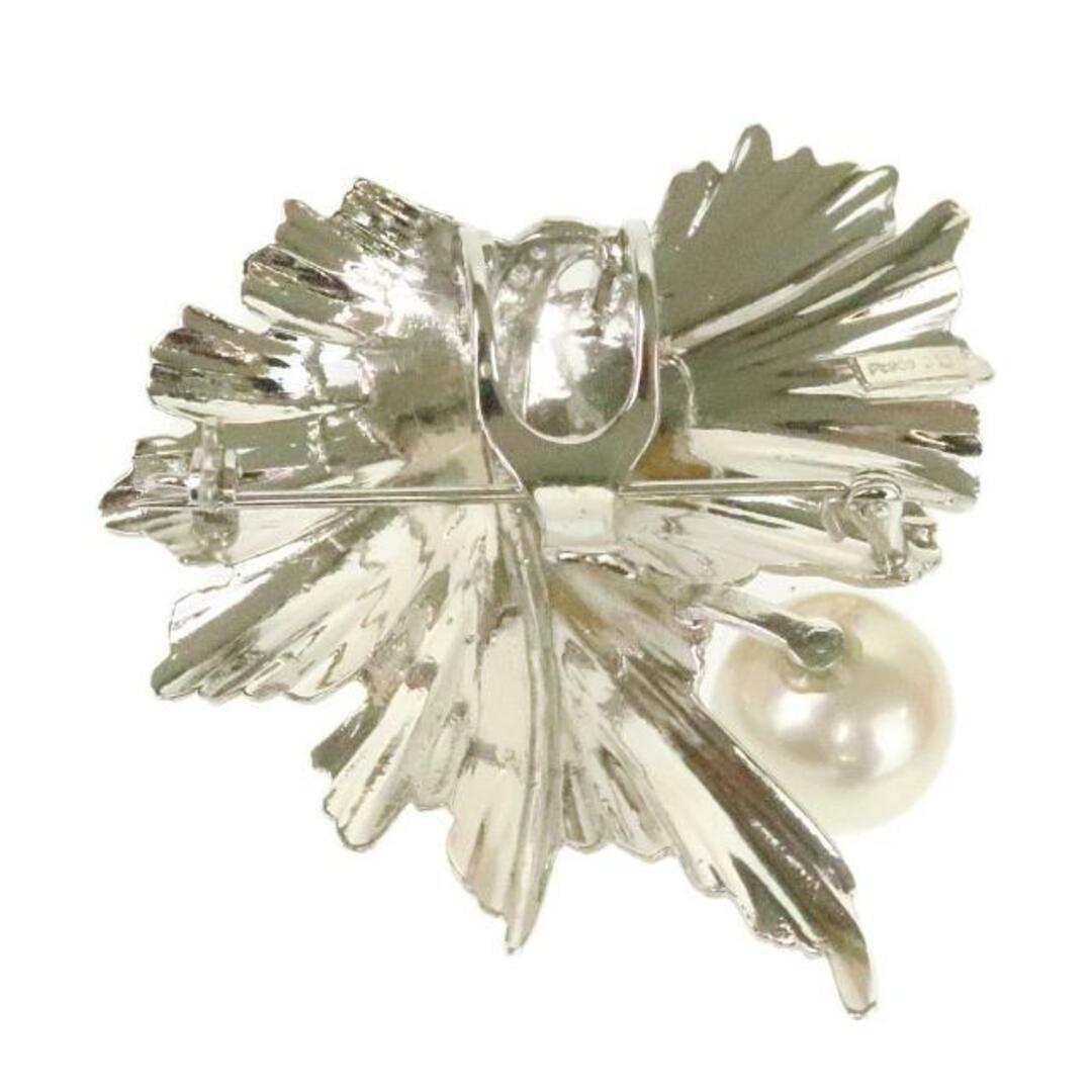 リーフモチーフブローチ  プラチナPt900 ダイヤモンド 0.13ct パール 総重量22.0g  | 葉 ジュエリー アクセサリー 胸飾り 真珠 ダイアモンド ファッション Bランク 1