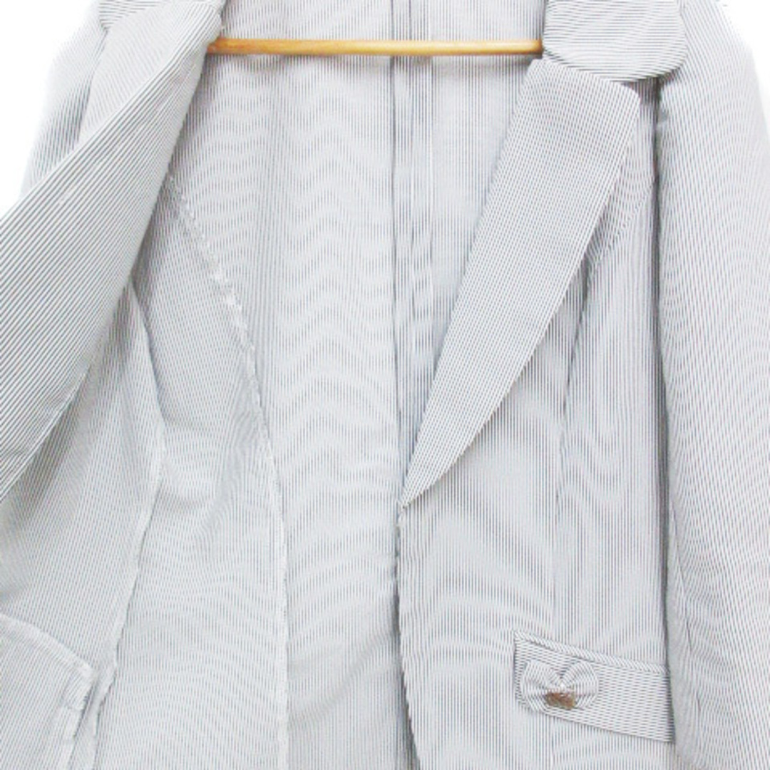 ウィルセレクション テーラードジャケット ミドル丈 ストライプ柄 1 白 黒 3
