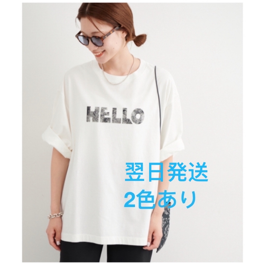 新品未使用　度詰め天竺HELLO Tシャツ　イエロー