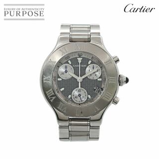 カルティエ(Cartier)のカルティエ Cartier マスト21 クロノスカフ ヴァンティアン W10172T2 クロノグラフ メンズ 腕時計 クォーツ Must 21 Chronoscaph VLP 90182963(腕時計(アナログ))
