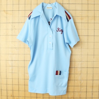 USA製 King LouieオープンカラーボウリングシャツブルーM ss35(シャツ/ブラウス(半袖/袖なし))