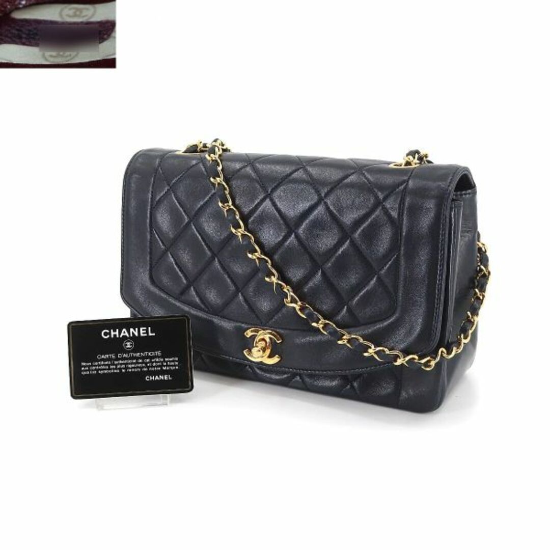 シャネル CHANEL ダイアナ 25 マトラッセ チェーン ショルダー バッグ レザー ネイビー A01165 ヴィンテージ VLP 90164173