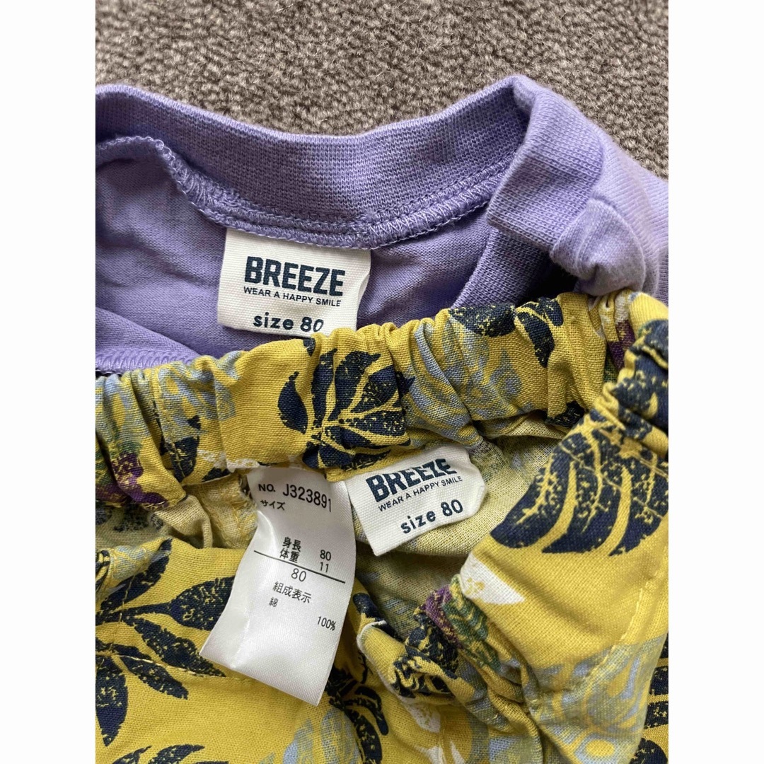 BREEZE(ブリーズ)のBREEZE Tシャツ短パンハット　三点セット　極美品　80cm キッズ/ベビー/マタニティのベビー服(~85cm)(Ｔシャツ)の商品写真