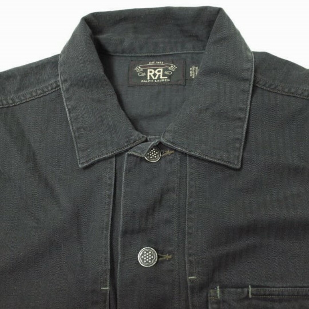 RRL ダブルアールエル BLACK FINN OVERSHIRT ヘリンボーンツイル オーバーシャツ 782856973001 M FADED BLACK Double RL 13スター トップス【中古】【RRL】