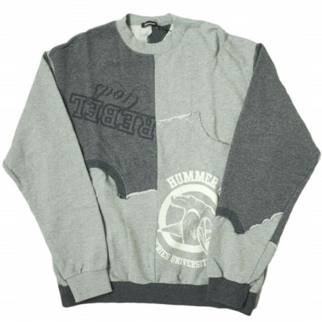 UNDERCOVERISM アンダーカバイズム 22SS 日本製 Custom Patch Worked Sweatshirts カスタムパッチワークスウェット UI1B4801 3 TOP GRAY トレーナー ドッキング 再構築 継ぎ接ぎ UNDERCOVER アンダーカバー トップス【新古品】【UNDERCOVERISM】