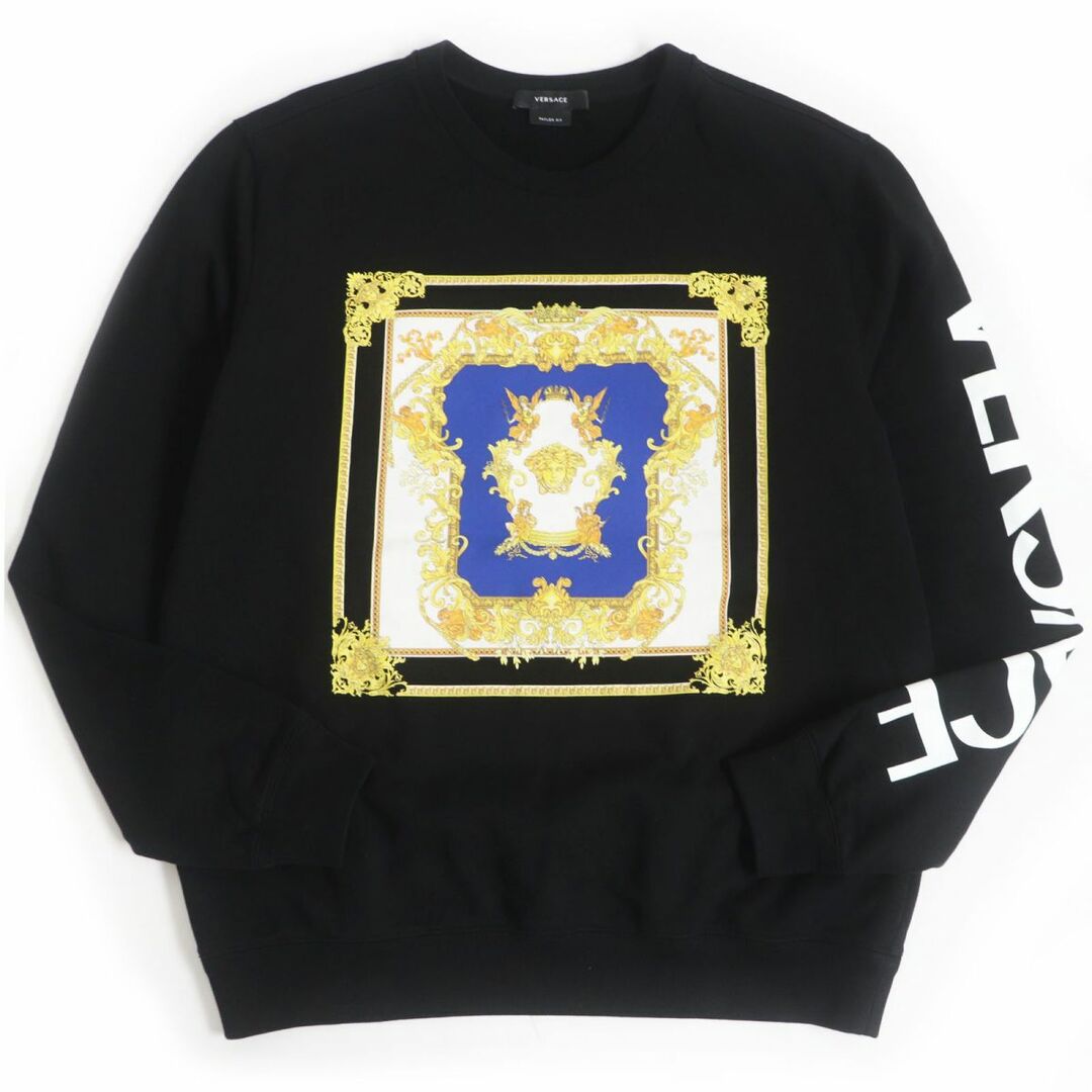 美品□21AW VERSACE/ヴェルサーチ 1A01018 メデューサ ルネッサンス ロゴ入り 長袖 スウェットシャツ/トレーナー ブラック L 正規品 メンズ