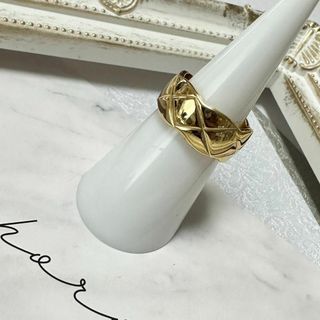 【大人気！】リング　ゴールド　メンズ　レディース　１３号　キルティング(リング(指輪))