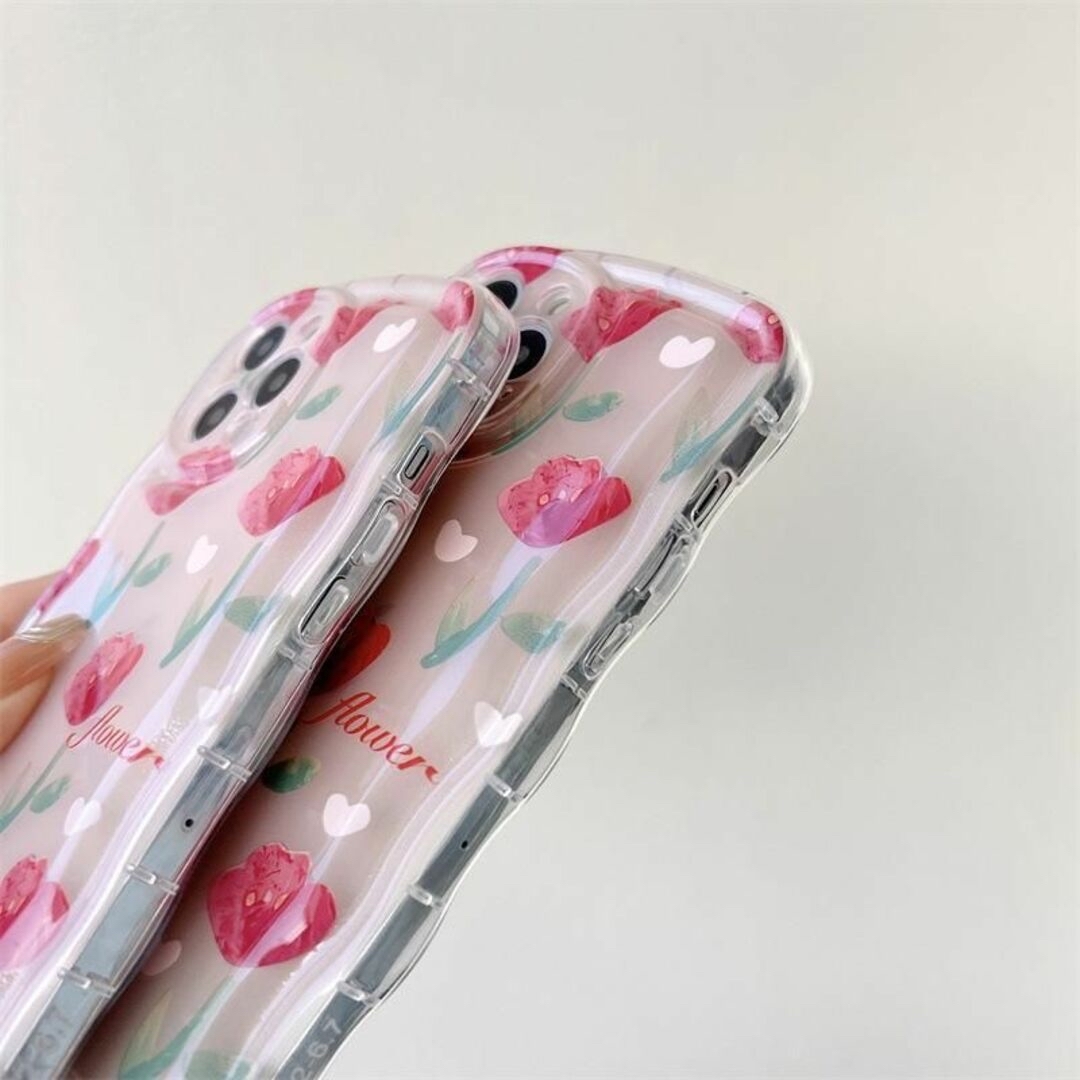 ♡在庫処分セール中♡iPhone14 ケース チューリップ ウェーブ 韓国の