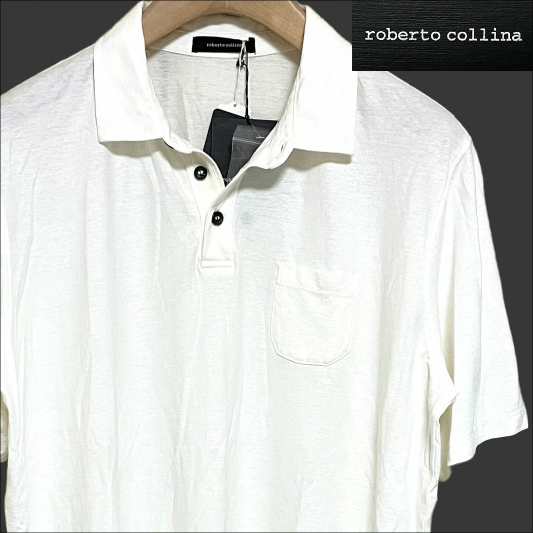 J5088 新品 ロベルトコリーナ ポロシャツ ホワイト 50