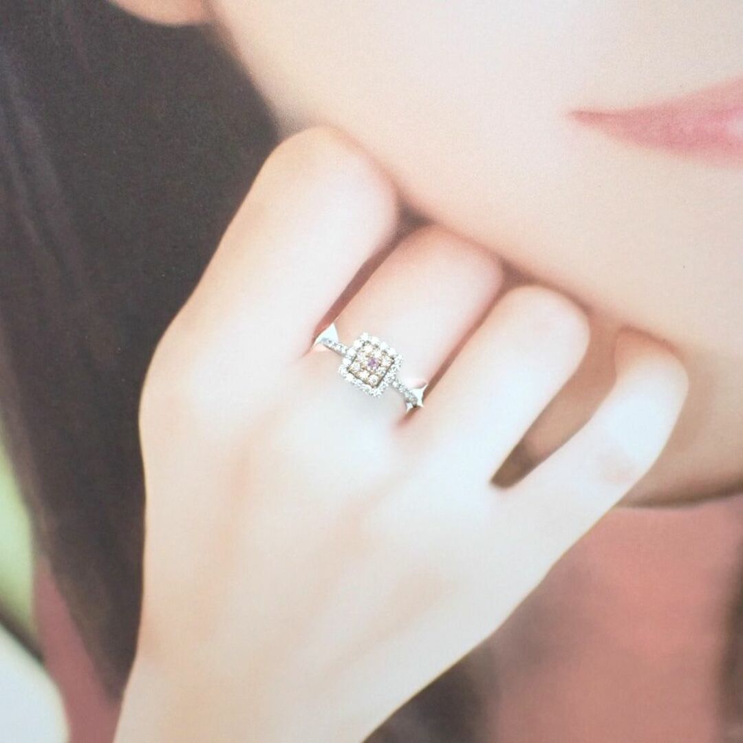 ピンクパープルダイヤモンドリング0.050ct　VS1　PT950/K18 レディースのアクセサリー(リング(指輪))の商品写真