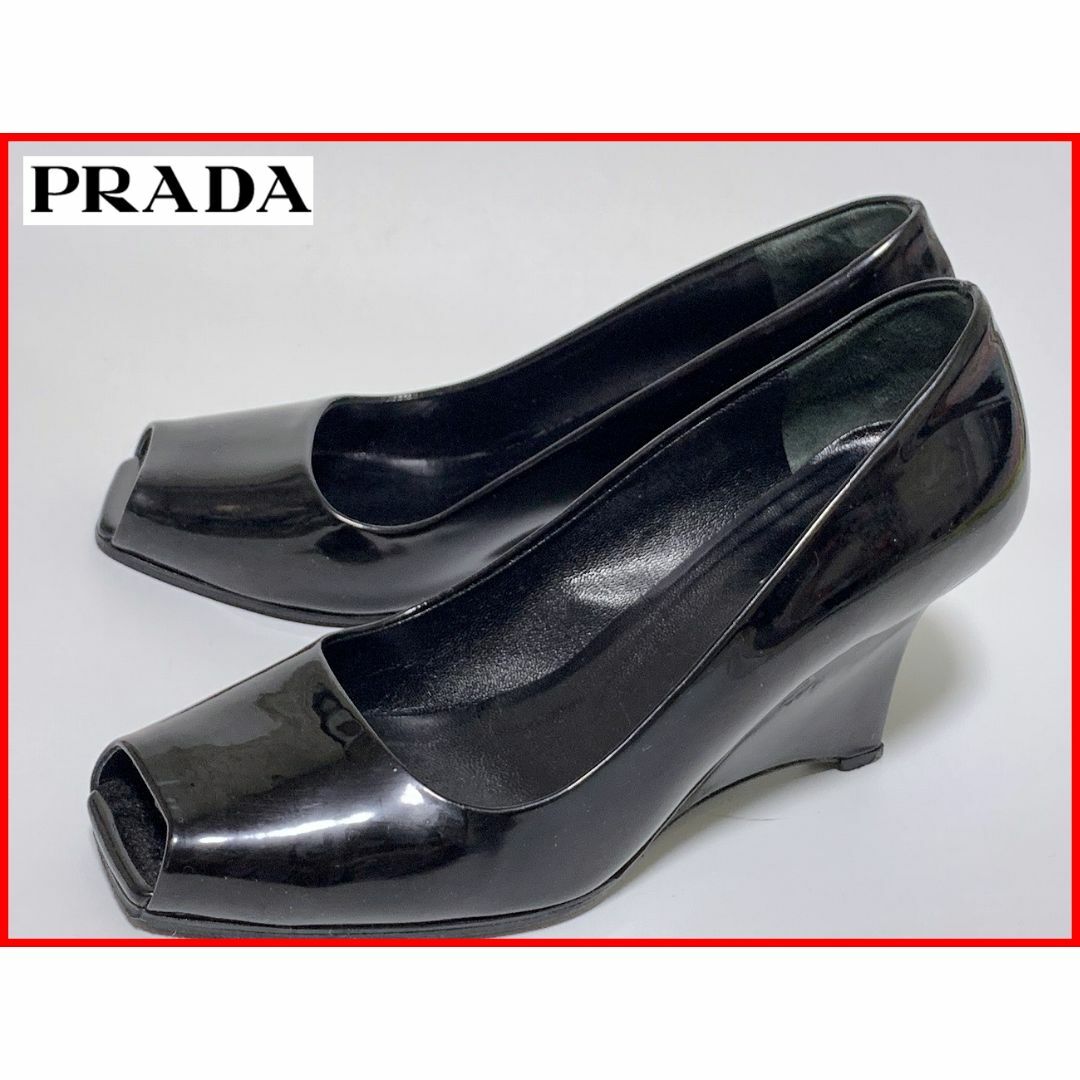 PRADA プラダ 35.5≒22.5cm サンダル エナメル 黒 jtl ショッピングを