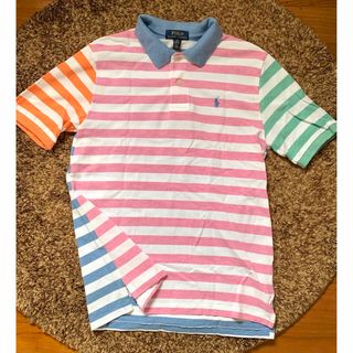 ポロラルフローレン(POLO RALPH LAUREN)の美品＊ポロラルフローレン＊パステルボーダーポロシャツ＊160(Tシャツ/カットソー)