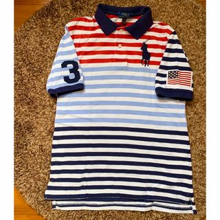 ポロラルフローレン(POLO RALPH LAUREN)の美品＊ポロラルフローレン＊ビックポニー＆ナンバーと国旗ポロシャツ160(Tシャツ/カットソー)