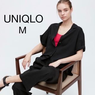 ユニクロ(UNIQLO)のリネンブレンドオープンカラーシャツ　ユニクロ(シャツ/ブラウス(半袖/袖なし))