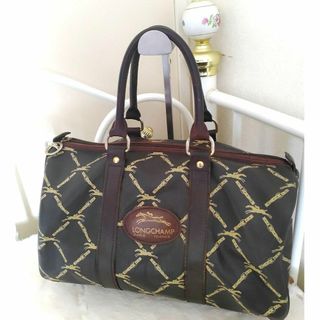 【希少】LONGCHAMP ハンドバッグ ネイビー カーキ ヴィンテージ