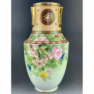 ノリタケ(Noritake)の【希少】オールドノリタケ 22.5cm 花文花瓶 フローラル 金盛り 一陳盛り(花瓶)