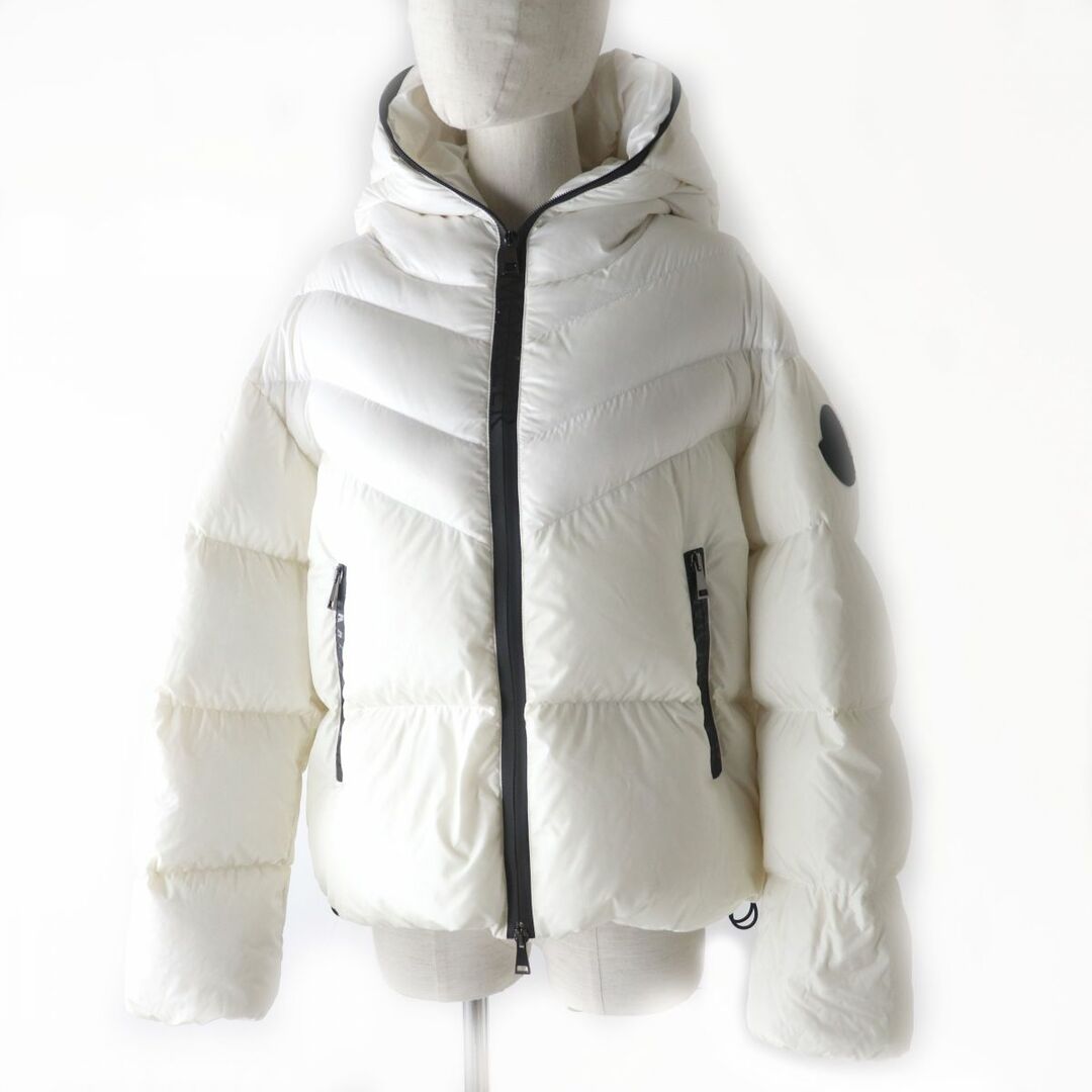 美品★正規品 MONCLER モンクレール 20AW GUENIOC ゲニオック ZIP UP デカロゴワッペン・フード付 ダウンジャケット レディース ホワイト 2