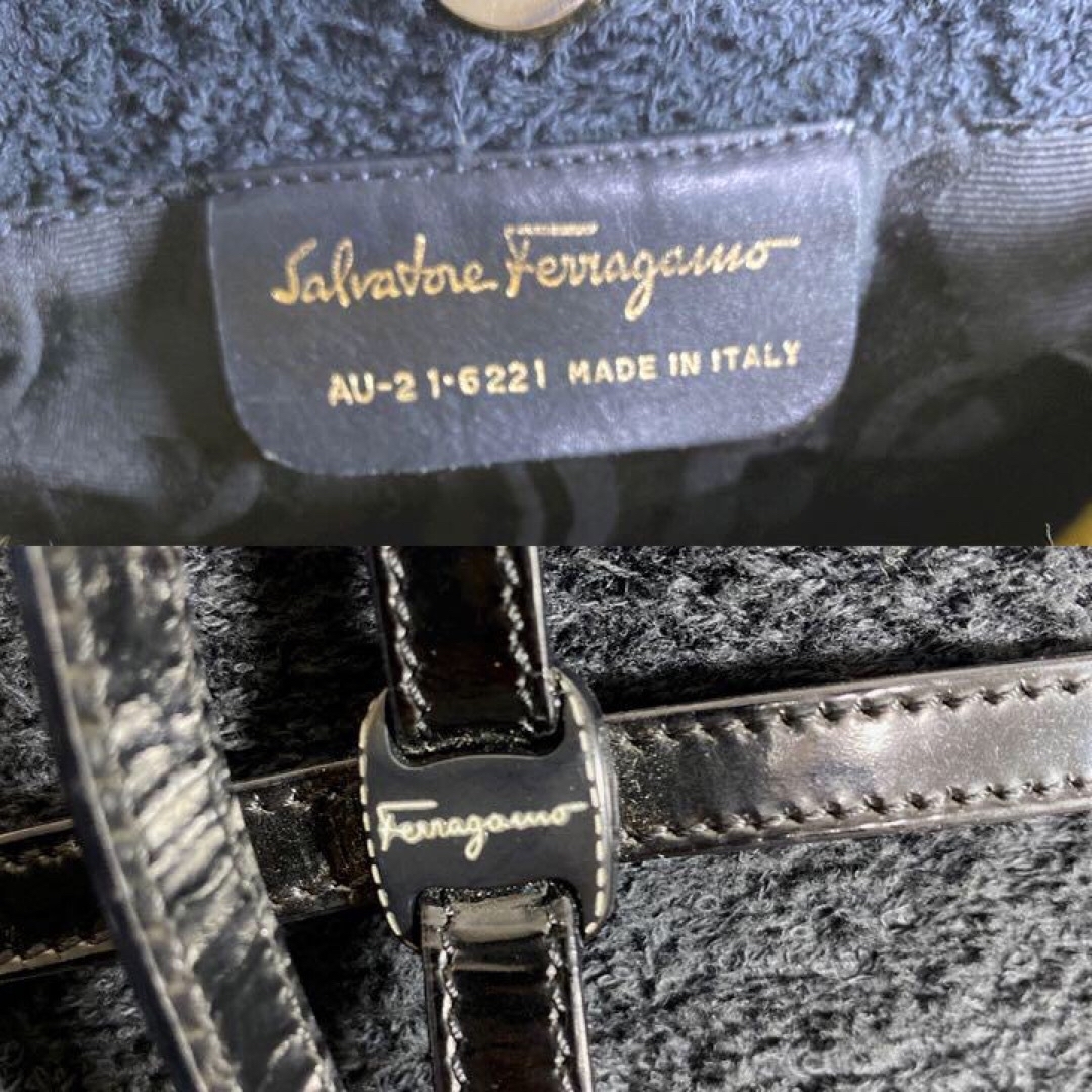 Salvatore Ferragamo(サルヴァトーレフェラガモ)のSalvatore Ferragamo ファー　トートバッグ　ブラック×イエロー レディースのバッグ(トートバッグ)の商品写真