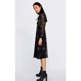 ザラ(ZARA)のZARA ドット&フローラルプリントワンピース(ひざ丈ワンピース)