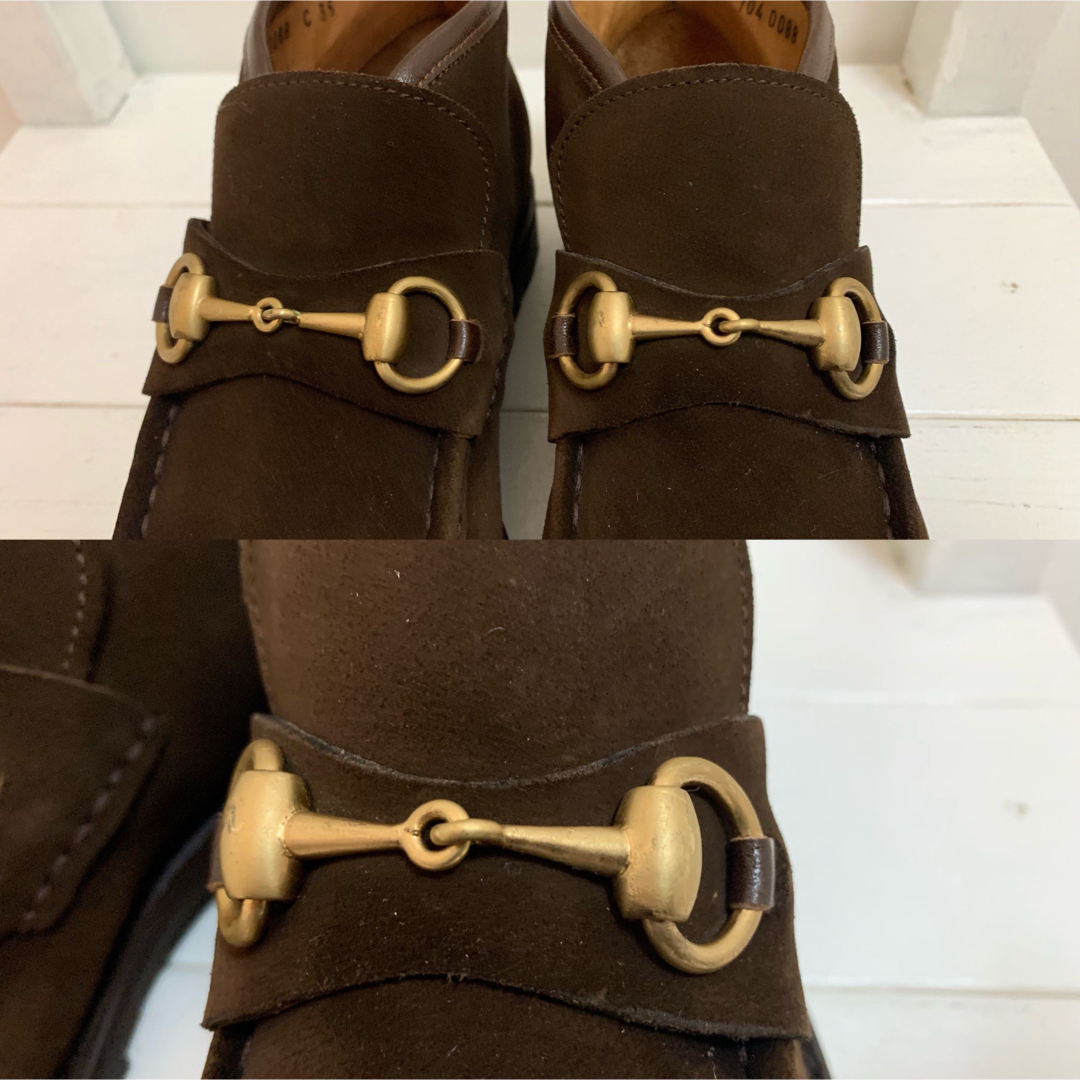 GUCCI VINTAGE ITALY製 スエード ホースビットローファーブーツ-