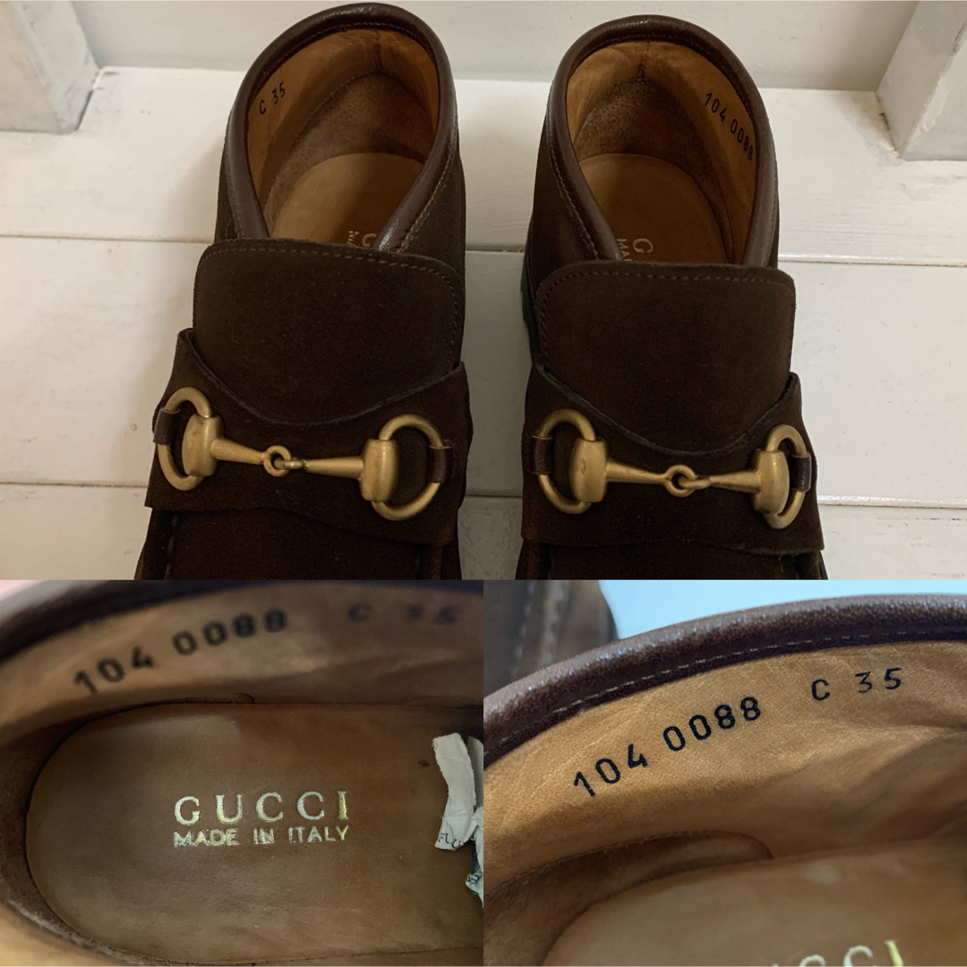 GUCCI VINTAGE ITALY製 スエード ホースビットローファーブーツ-