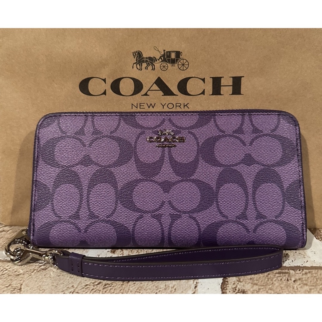 COACH - coach シグネチャーパープル 紫 長財布 プレゼント メンズ ... 【新品未使用】COACH コーチ 長財布 パープル 紫 シグネチャー