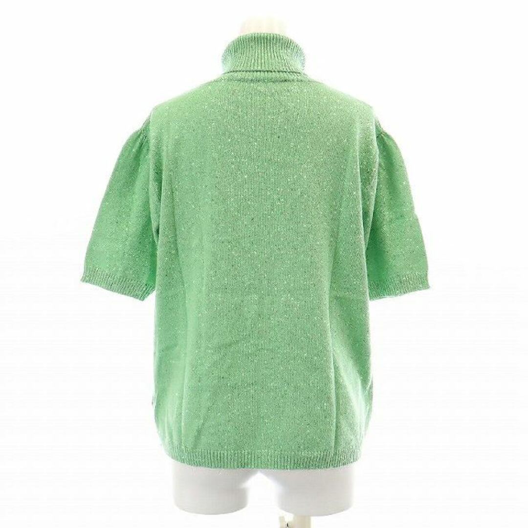 ロイスクレヨン ニット カットソー 半袖 タートルネック 刺繍 ウール混 M 緑