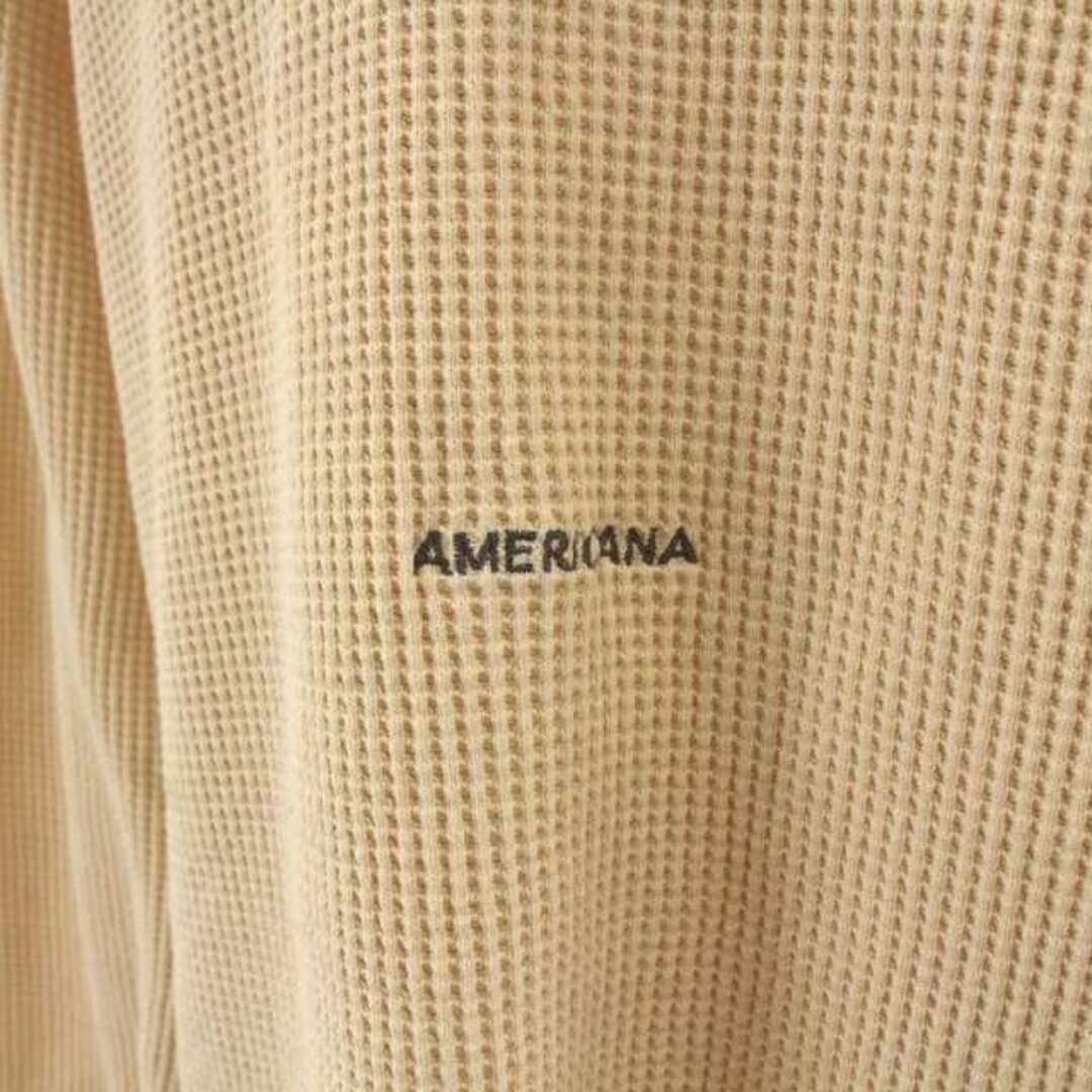 AMERICANA(アメリカーナ)のアメリカーナ Tシャツ カットソー 長袖 サーマル ワッフル ロゴ刺繍 ベージュ レディースのトップス(Tシャツ(長袖/七分))の商品写真