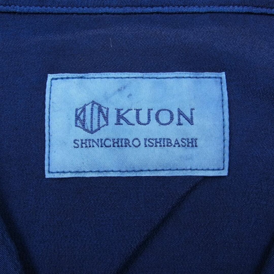 クオン KUON 190SH023400 藍染め レーヨン オープンカラー シャツ 半袖 ネイビー系 S【新古品】【未使用】 3
