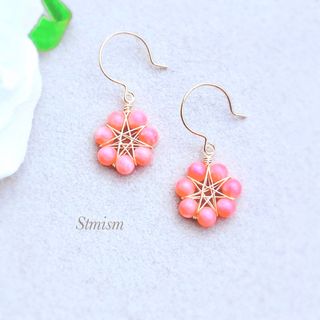 珊瑚　スターワイヤーピアス/イアリング(ピアス)