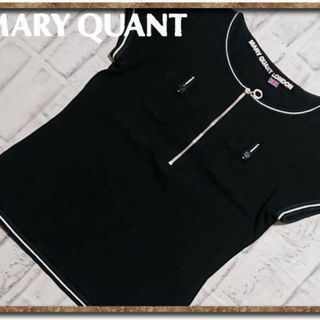 マリークワント(MARY QUANT)のマリークワント　ファスナー付きカットソー　黒(カットソー(半袖/袖なし))