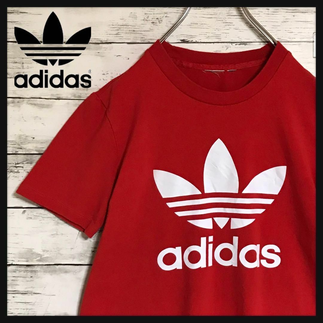 adidas(アディダス)の【美品】アディダス　センターデカロゴTシャツ　レッド　人気定番　C156 メンズのトップス(Tシャツ/カットソー(半袖/袖なし))の商品写真