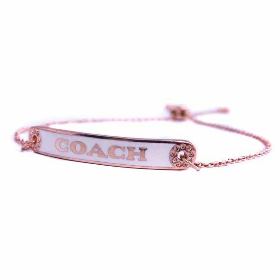 COACH(コーチ)のコーチ ブレスレット ロゴプレート ストーン チェーン ピンクゴールド色 レディースのアクセサリー(ブレスレット/バングル)の商品写真