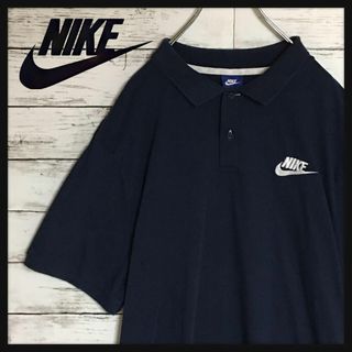 ナイキ(NIKE)の【人気00sビンテージ】ナイキ　半袖刺繍ロゴポロシャツ　紺色XXL E713(ポロシャツ)