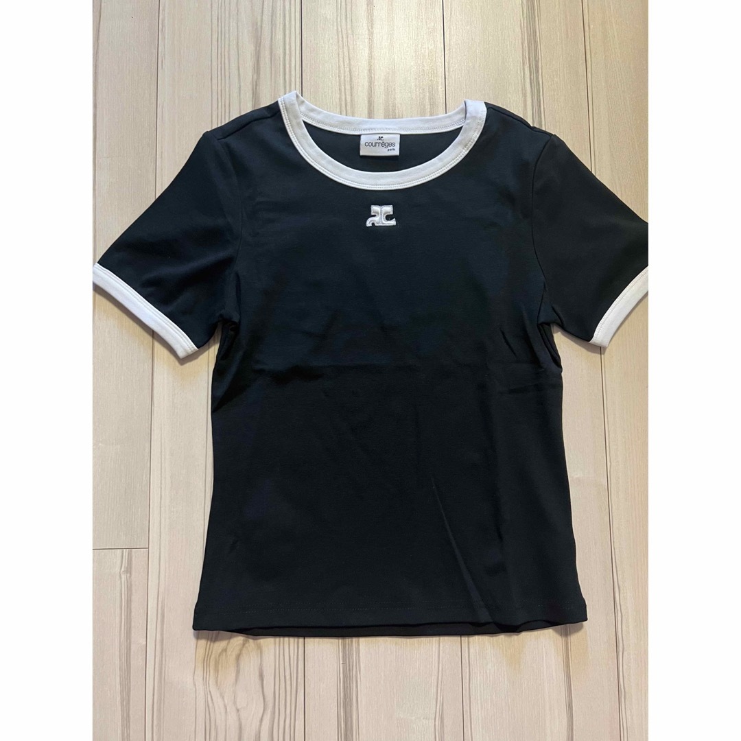 新品未使用 COURREGES クレージュ ロゴ Tシャツ　トップス　黒