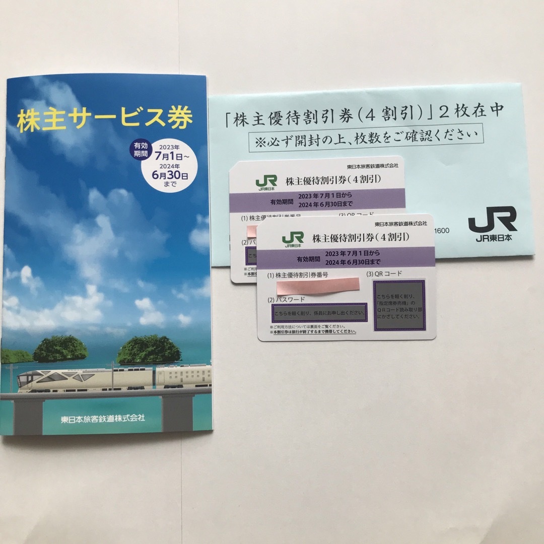 JR東日本　株主優待割引券（4割引）2枚、株主サービス券1冊