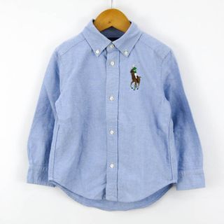 ラルフローレン(Ralph Lauren)のラルフローレン 長袖シャツ 無地 ボタンダウン ビッグポニーロゴ キッズ 男の子用 3/3T 100/56サイズ ブルー RALPH LAUREN(その他)