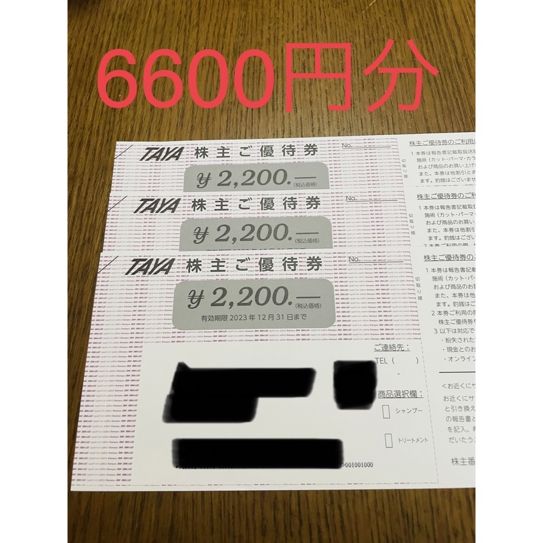 田谷 株主優待券 6600円分 | cao.com.ec
