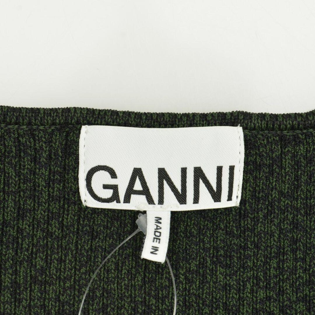 【GANNI】K1559 Green Ribbed dress マキシワンピース レディースのワンピース(ロングワンピース/マキシワンピース)の商品写真