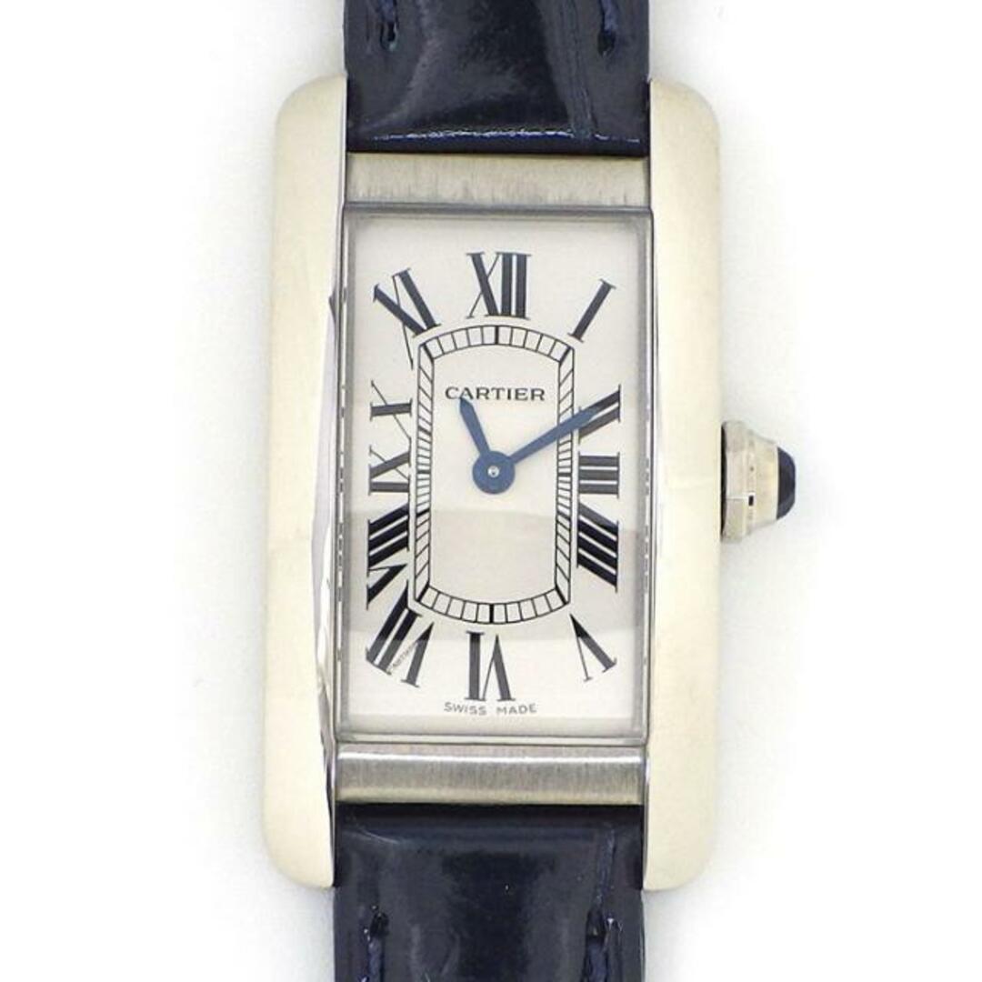 カルティエ Cartier 腕時計 タンク アメリカン SM WSTA0043 シルバー文字盤 ブラック クロコダイルレザーベルト 黒 SS クオーツアナログ