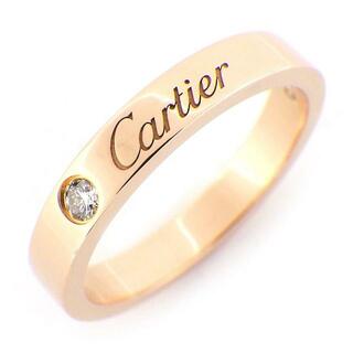 カルティエ(Cartier)のカルティエ Cartier リング エングレーブド ウェディング バンド ロゴ 1ポイント ダイヤモンド K18PG 11号 / #51 【中古】(リング(指輪))