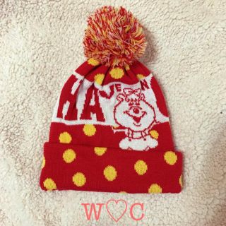 ダブルシー(wc)のw♡c ダブルシー  くまたん ぼんぼん ニット帽 (ニット帽/ビーニー)