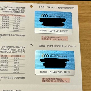 三越伊勢丹 株主優待カード x2(ショッピング)