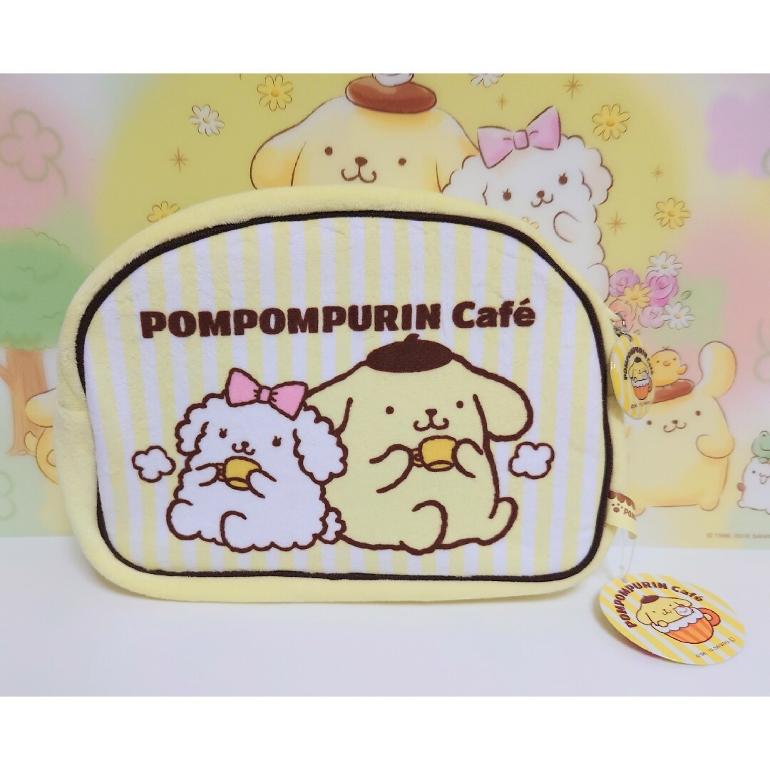 ポムポムプリンカフェ　ポーチ　ポムポムプリンチームプリン