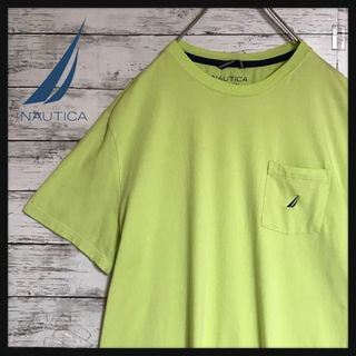 ノーティカ(NAUTICA)の【美品】ノーティカ　刺繍ロゴ入りTシャツ　人気Ｌ　ライムグリーン　C148(Tシャツ/カットソー(半袖/袖なし))