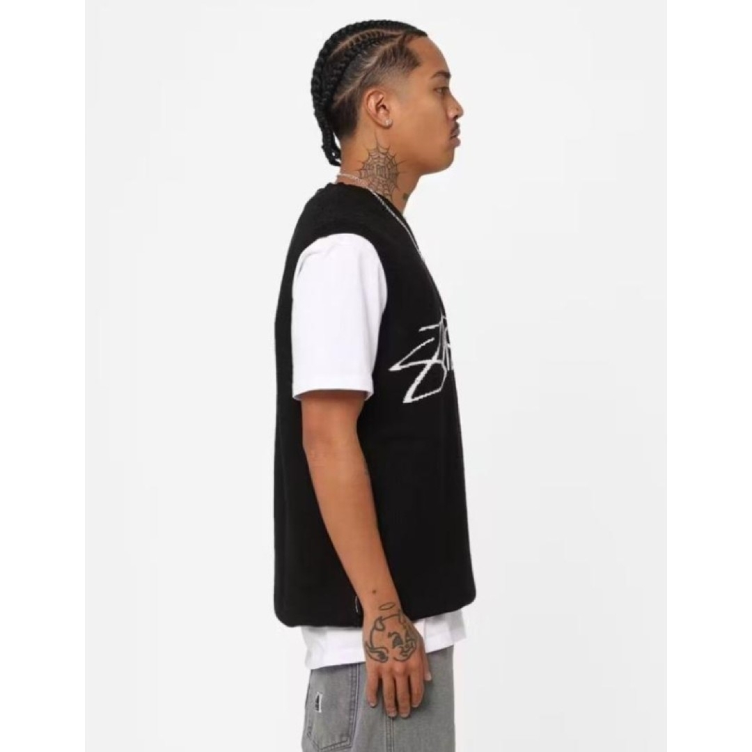 STUSSY - STUSSY SMOOTH STOCK KNIT VEST blackの通販 by