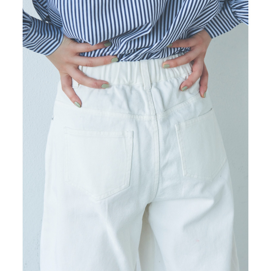 【Libra Cue】デニムバルーンパンツ　ホワイト　美品 レディースのパンツ(デニム/ジーンズ)の商品写真