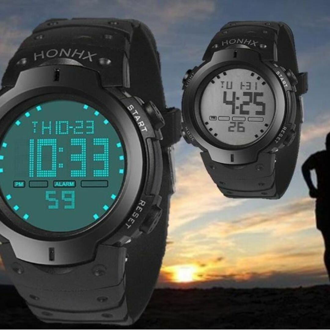 HONHX 腕時計 ダイバーズウォッチ 3気圧防水 デジタル腕時計 - 4