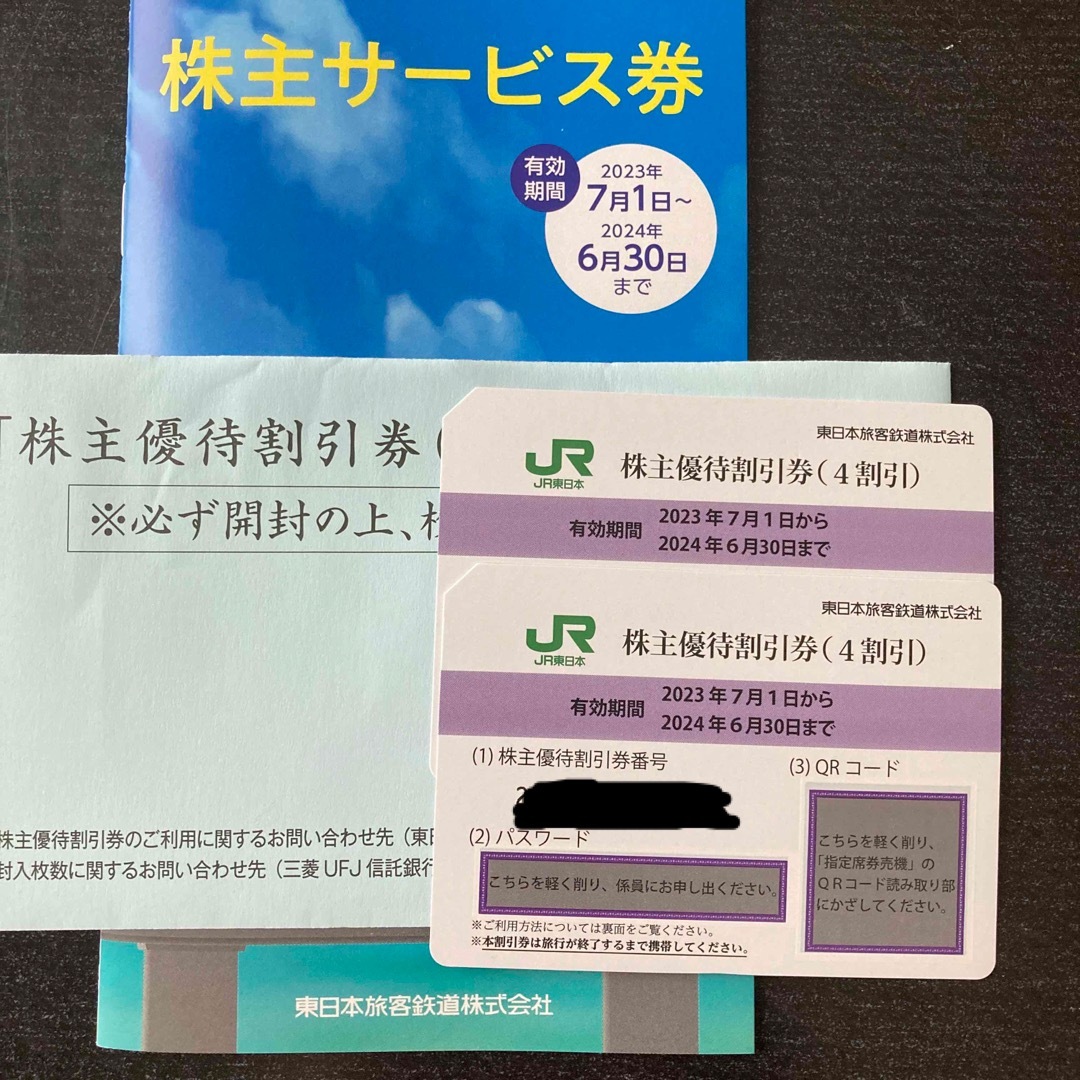 鉄道乗車券JR東日本　株主優待割引券2枚　サービス券