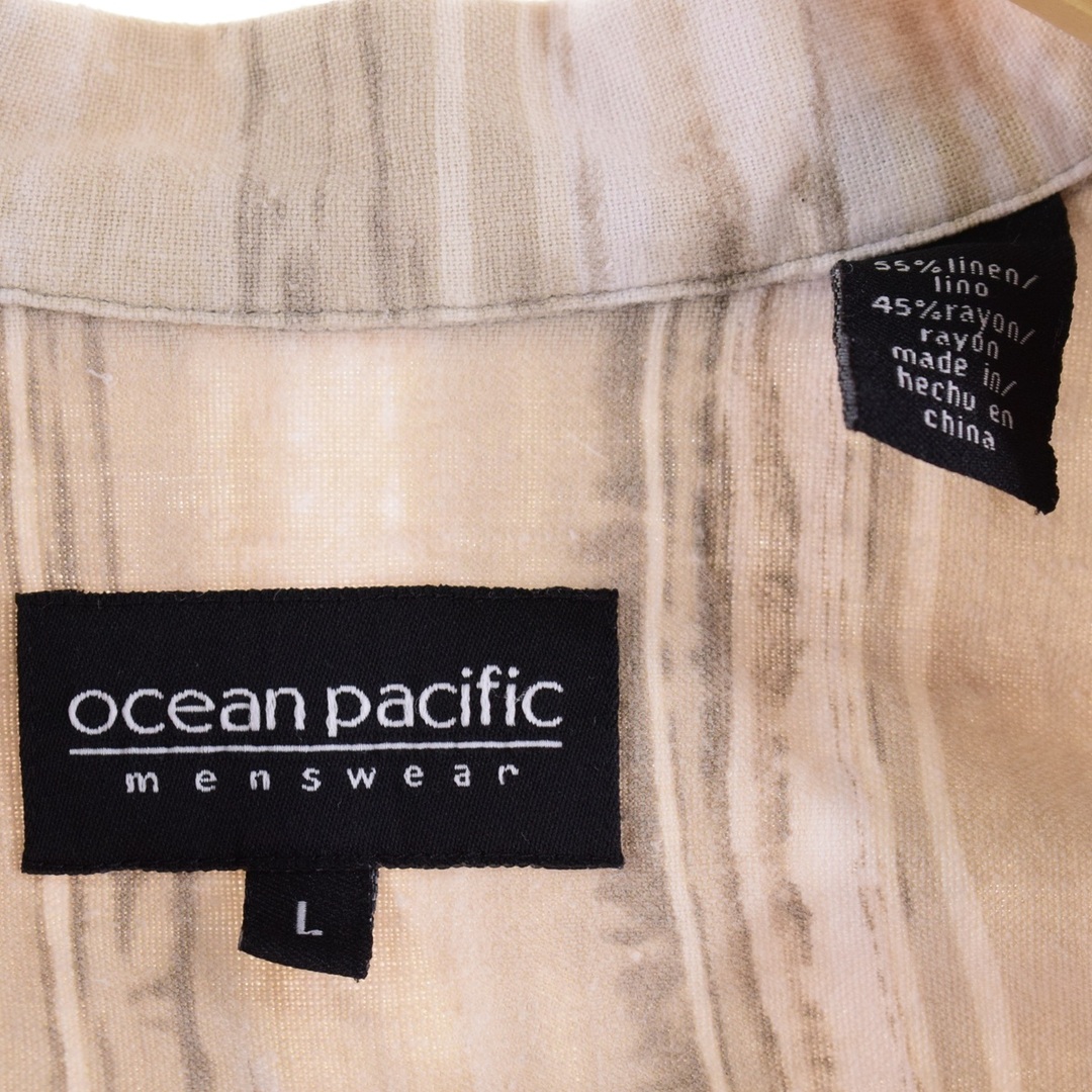 OCEAN PACIFIC(オーシャンパシフィック)の古着 オーシャンパシフィック Ocean pacific 総柄 半袖 オープンカラー リネンシャツ メンズM /eaa347702 メンズのトップス(シャツ)の商品写真
